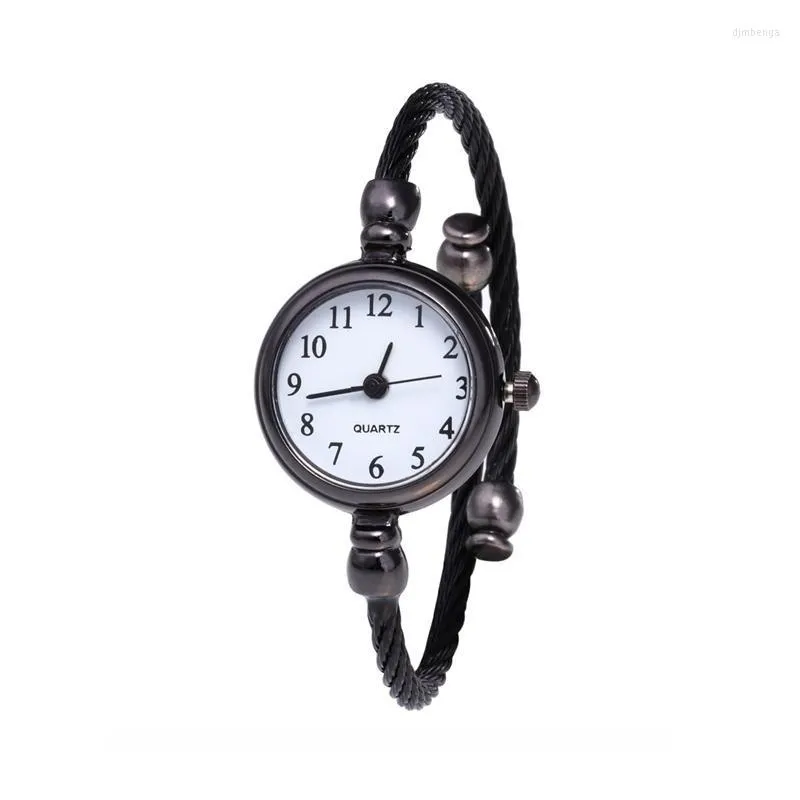 Polshorloges dames armband kijken kleine ronde wijzerplaat dunne riem all-match kwartspolspolspolstuur 1738Wristwatches