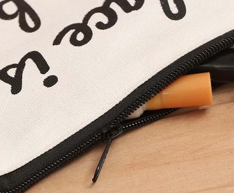 wholesale 19cmx15cm blank canvas zipper Pencil bag cases pen pouches cotton cosmetic Bags makeup bags Mobile phone clutch custom logo