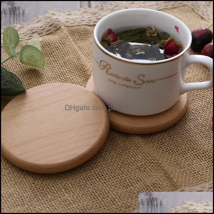 Mats Pads 8.8cm Wooden Coaster Round Square Natural Beech Wood Black Walnut Cup Mat Coffee Caps Coasters Bowl Plates Pad Placemats Tools Cup Holder Home