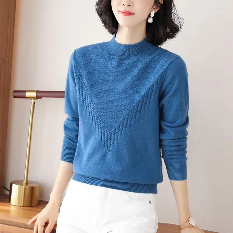 Women's Sweaters Turtleneck Cashmere Women Sweater Loose Warm Jacket Autumn Winter 2022 All-match Clothes Wool Nice Blue Suit Simple Style