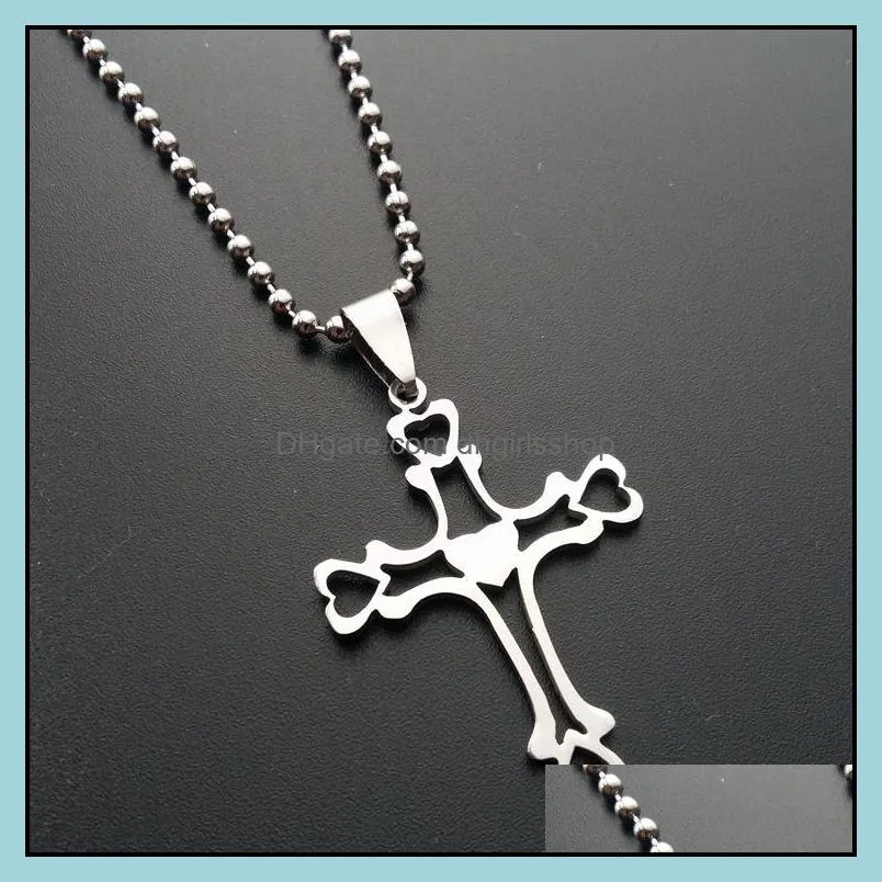stainless steel multilayer hollow love heart cross necklace religion jesus family friend gifts jewelry pendant necklaces