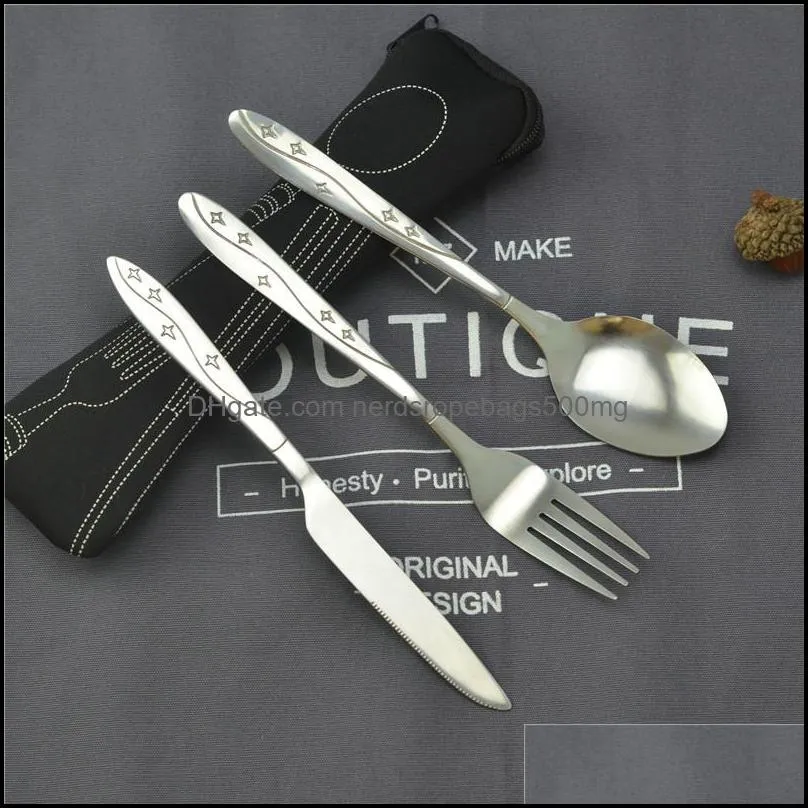 Stainless Steel Tableware Set Fork Portable Student Steak Knife Originality Gift Kitchen Accessories Spoon Portable Hot Sale 3 5zx F2