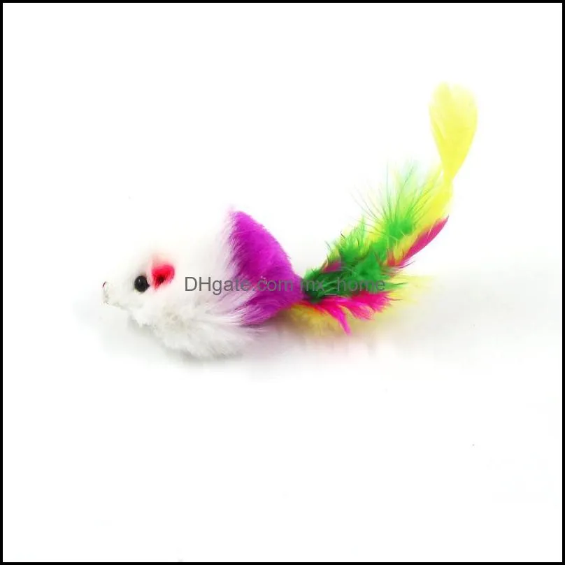 Colorful Feather Grit Small Mouse Cat Toy For Cat Feather Funny Playing Pet dog Cat Small Animals feather Toys Kitten