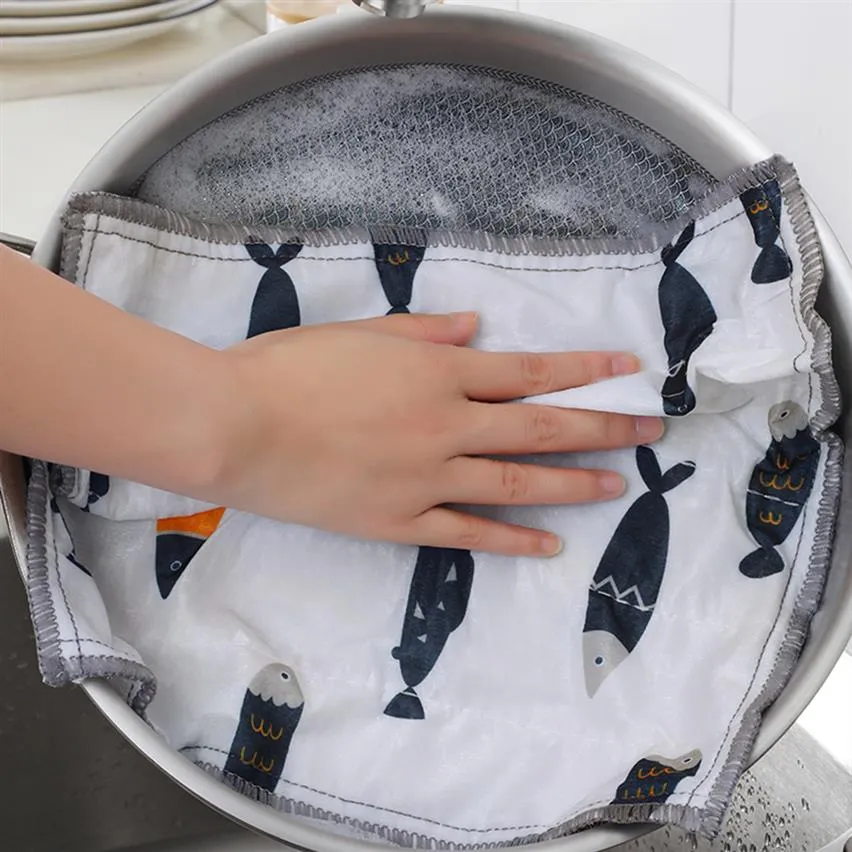 Kitchen Towels 8-Layer Cotton Dish Cloths Super Absorbent Non-Stick Oil Reusable Cleaning Daily in stock269b