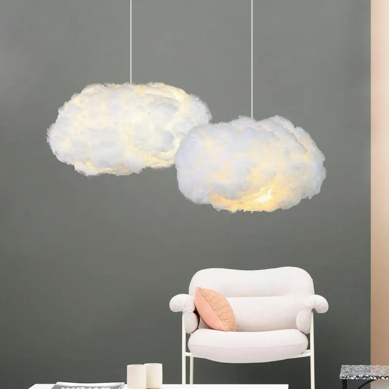 펜던트 램프 현대 램프 LED 매달려 조명 조정 거실 침실 어린이 방 실내 장식 구름 샹들리에 조명