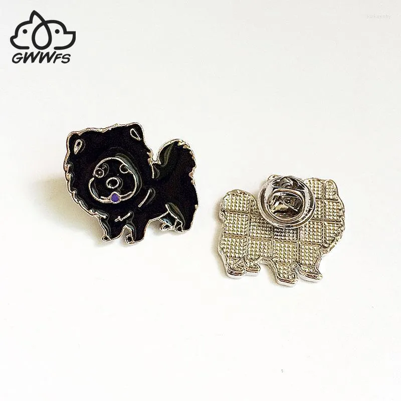 Broches broches Chow chien pour femmes filles hommes couleur argent métal alliage Animal Animal de compagnie mâle femelle petite broche vêtements bijoux Kirk22