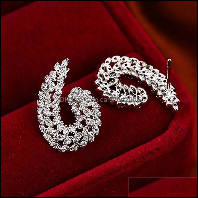 Stud Vintage Female White Zircon Stone Earrings Rose Gold Silver Color Cute Snake Hollow Wedding For Women1