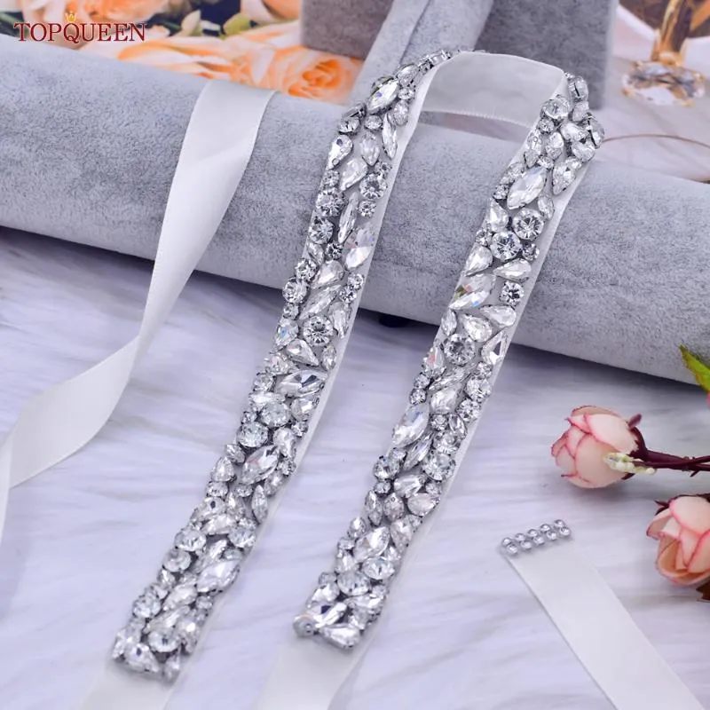 Headpieces S85 Bridal verlengen trouwriem Silver Rhinestones Sash decoratief voor feestavondjurk vrouwen accessoires kopstukken