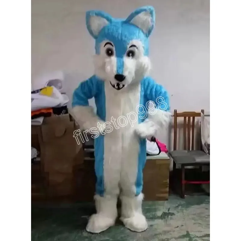 Déguisement de mascotte loup bleu renard de haute qualité Halloween tenues de personnage de dessin animé de noël Costume dépliants publicitaires vêtements