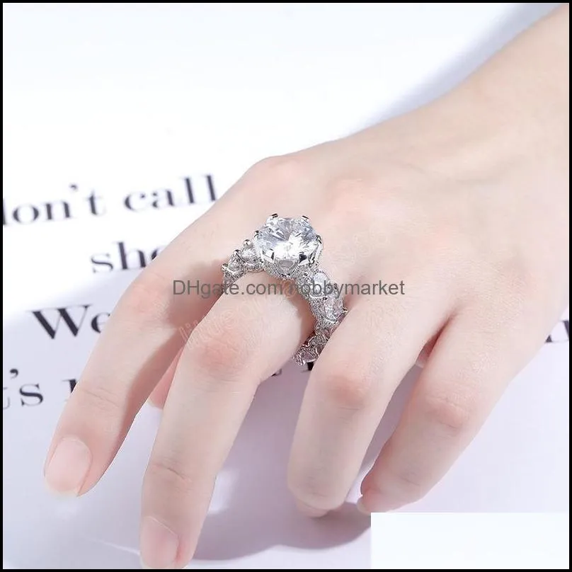 Iced Out Zircon Ring for Women Fashion Gold Color High Quality AAA+ CZ Jewelry Women Gift