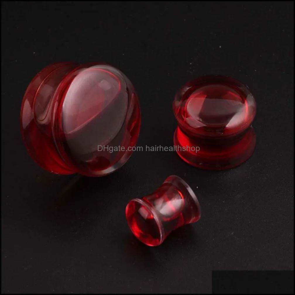1pair red liquid blood ear gauges body acrylic plug earrings piercing jewelry mixes 9 size