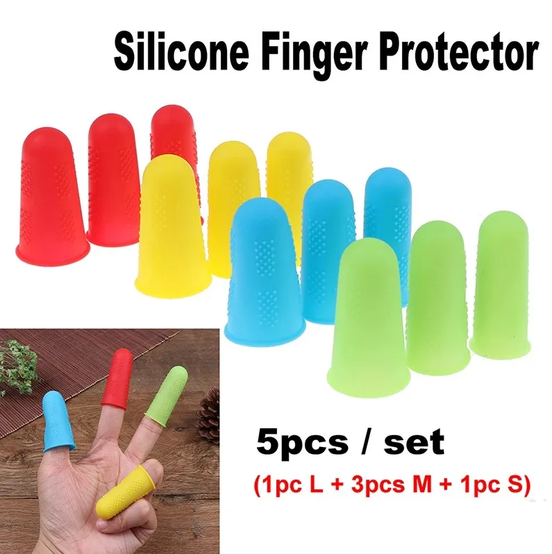 Hot Glue Gun Silicone Finger Protectors Thimble Fingers Guard bakeware Anti-cut Heat Resistant Anti-slip Fingers Cover For Cooking Kitchen Tools 3/5pcs set