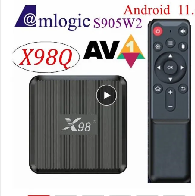 X98Q TV Box Android 11 Amlogic S905W2 RAM 2G ROM ROM 16GB دعم H.265 AV1 Dual WiFi YouTube Media Player Set Top Box X96Q