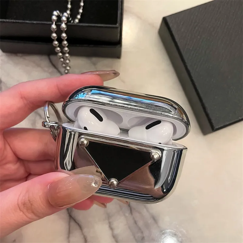 Luxury Designer EarphoneCase Headphone Cushions For Airpods1 2 3 Pro With Fashion Chain And Triangle Shape Popular Brand Headphone Case Bluetooth HeadsetCase