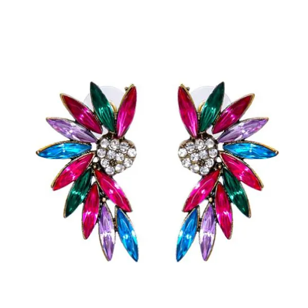 Small Heart Wings Stud Earrings Acrylic Crystal Stone Women Piercing Earrings Trendy Wedding Jewelry Gift GC1247