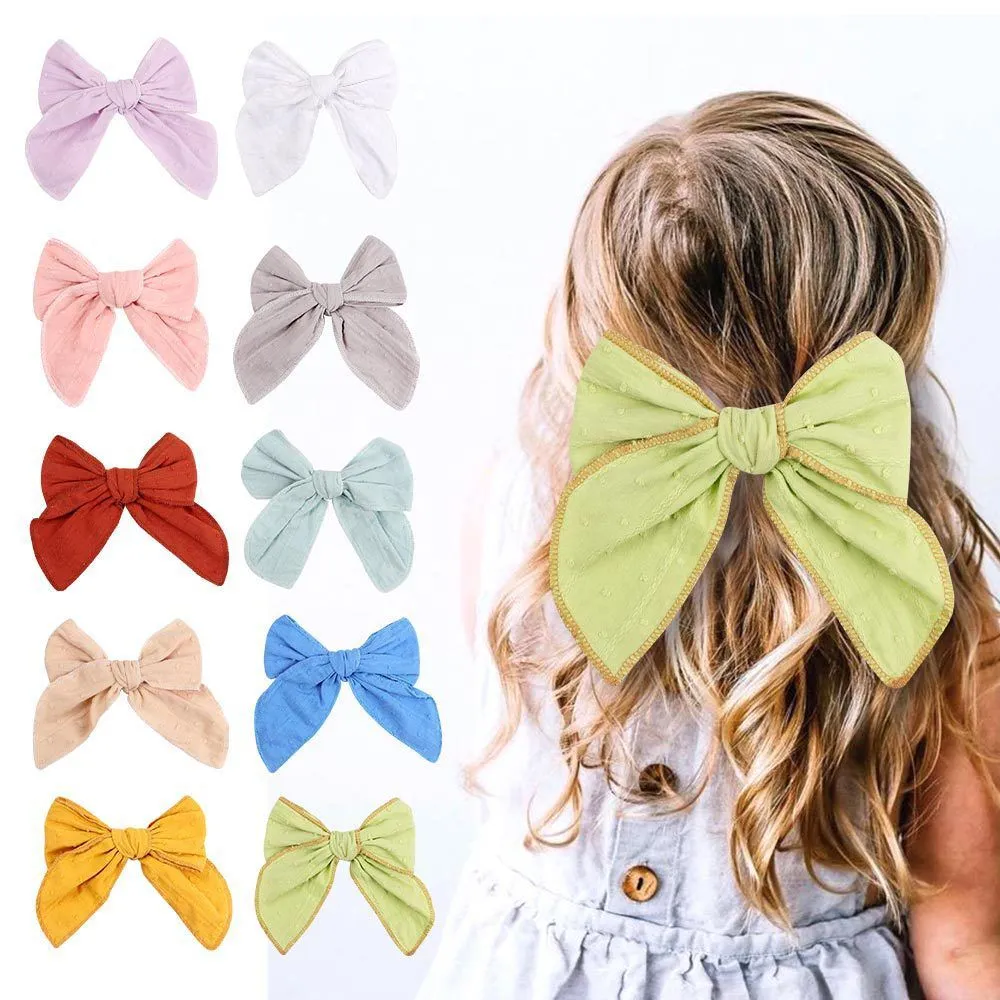 Nouveau 6 pouces Fable arc pinces à cheveux bébé coton point cheveux arc épingles à cheveux filles cheveux arc enfants noeud Barrette frisé bord en vrac