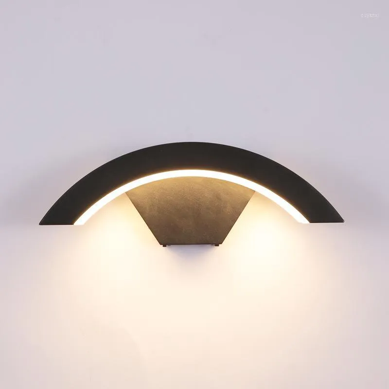 Buitenmuurlampen moderne waterdichte lichten LED SCONCE R mat zwart aluminium lichaam wit acryl