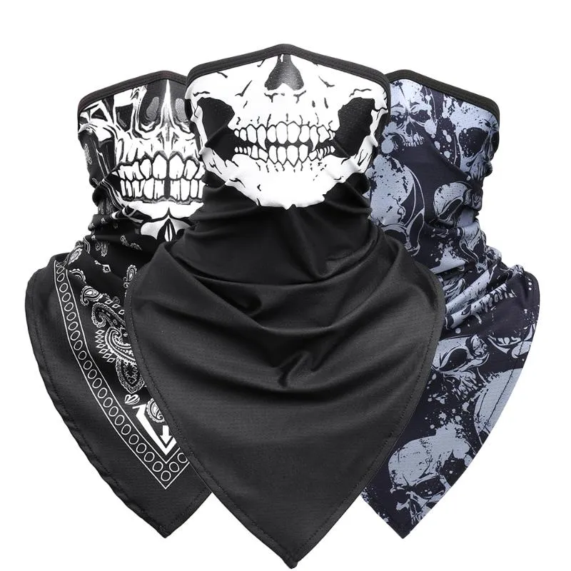 Bandanas Ademend Sport Skull Face Bandana Half Gedrukt Masker Ski Herbruikbare Tube Sjaal Vissen Wandelen Running Neck Gainer Cover Heren Dames