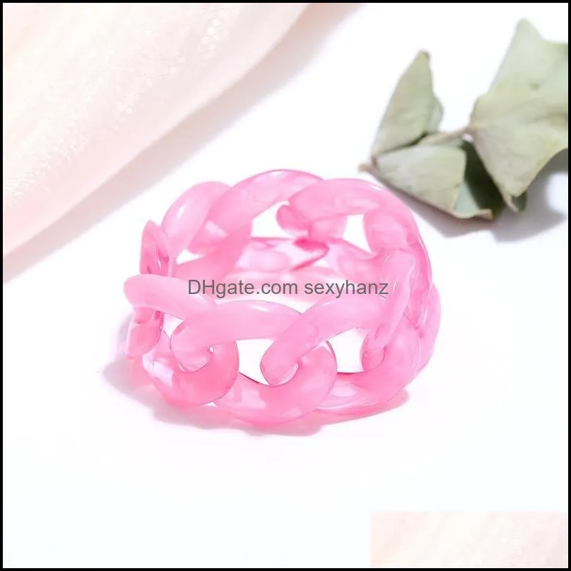 band rings colorful transparent resin acrylic crystal rhinestone simple geometric square round ring for women trendy jewelry