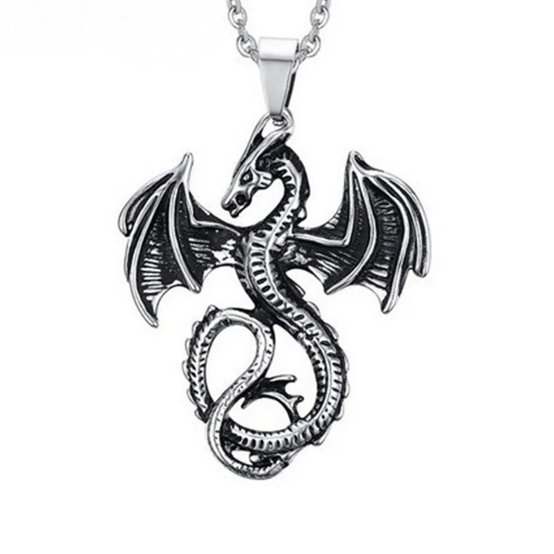 Pendant Necklaces Dragon Mens Stainless Steel Large Necklace Pendants Hip Hop Chain Jewelry For Neck Gifts Male AccessoriesPendant