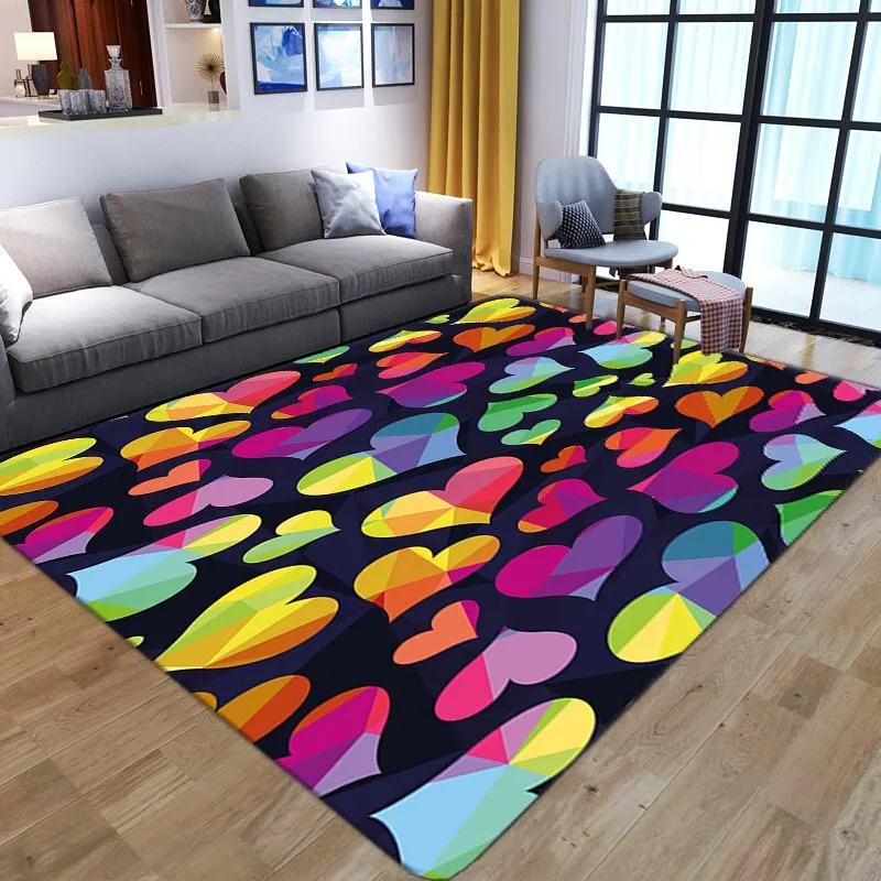 Mattor tvättbart sovrum stora områden mattor modern färgglad kärlek tryckt för hemma vardagsrum sängen bäddsoffa hall
