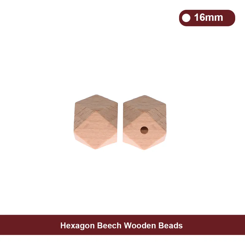 16mm Hexagon Wooden Beads