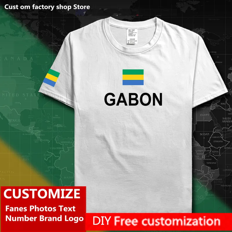 République gabonaise GABON coton t-shirt personnalisé Jersey Fans bricolage nom numéro marque mode Hip Hop lâche décontracté t-shirt 220616