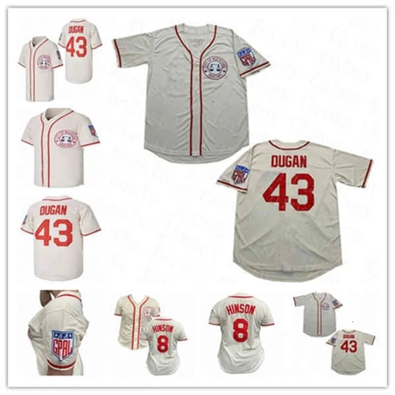 Chen37 43 Jimmy Dugan 8 Dottie Hinson Jersey City van Rockford Peaches een competitie van hun eigen man vrouwen jeugdfilm honkbal shirts genaaid