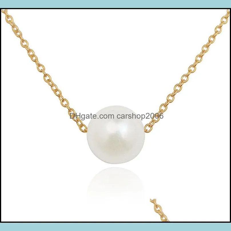 simple pearl pendant necklace fashion statement gold silver plated clavicle chains for women girl party club decor jewelry