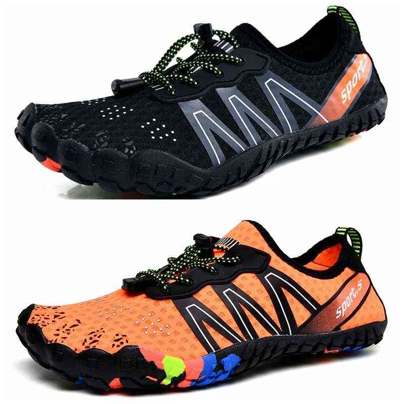 Breathable Quick Dry Swimming Aqua Shoes Outdoor Seaside Water Upstream Shoes Barefoot Five Fingers Fitness Sports Sneakers Men Y220518