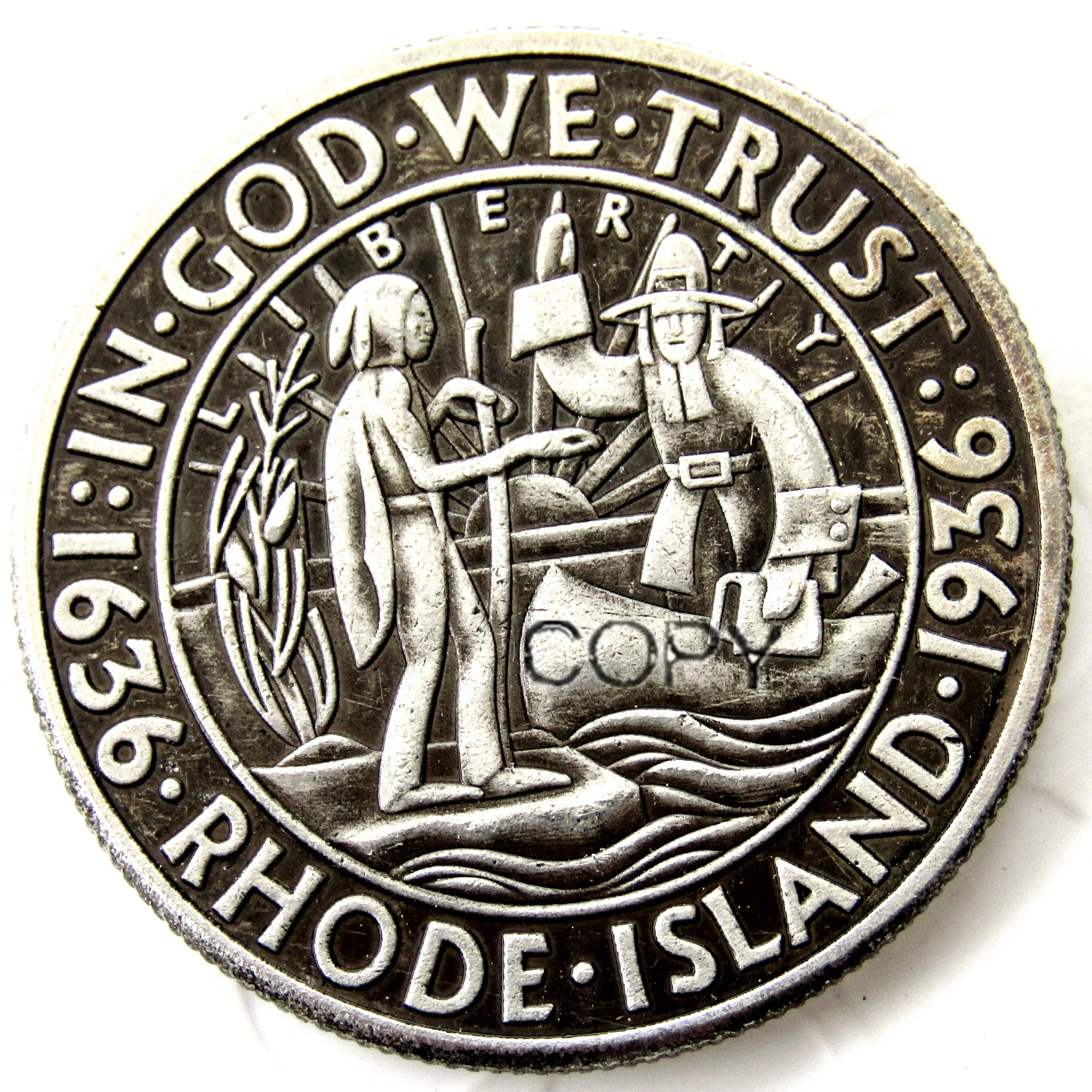 EUA 1936 Rhode Island comemorativo de meio dólar prateado copy cópia de moeda de metal morce