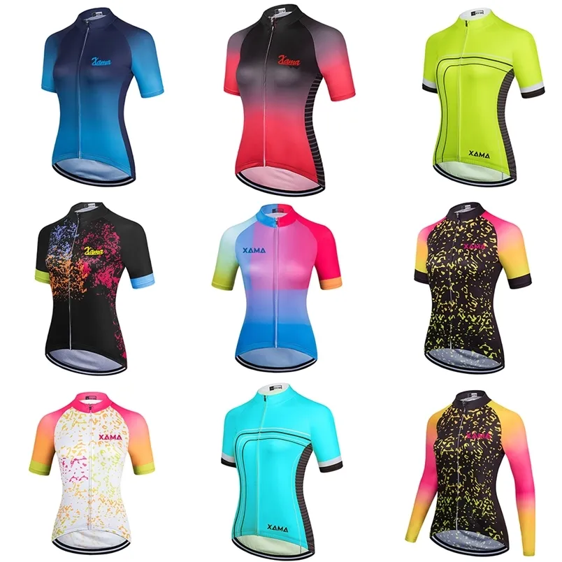 XAMA PRO Womens Short Sleeve Jersey Bike Clothing Ropa Ciclismo Road Bicycling Shirt Quickdrying uniforme GEL BEHADE Summer 220601