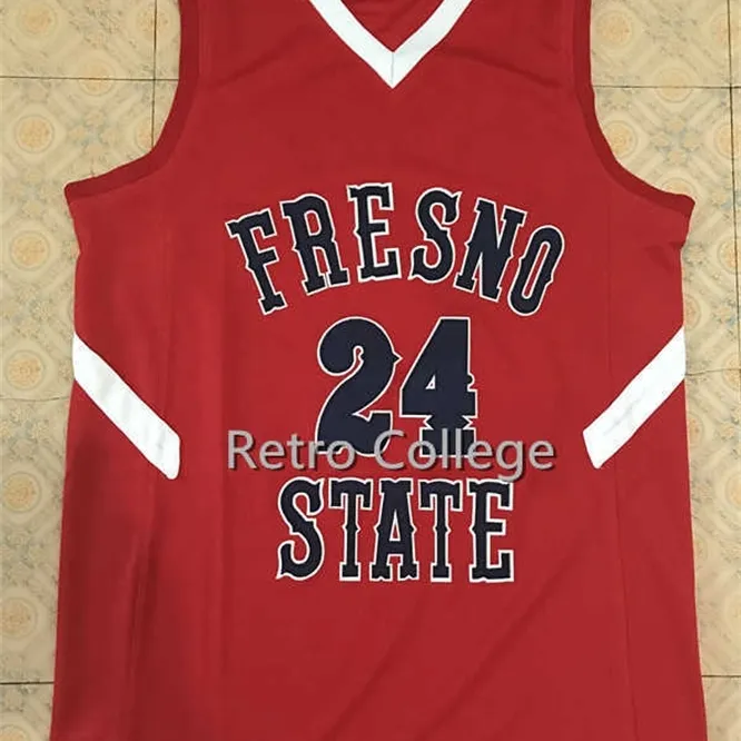 XFLSP #24 Paul George Fresno State Basketball Jersey Retro Classic Herr Sömda anpassade nummer och namntröjor