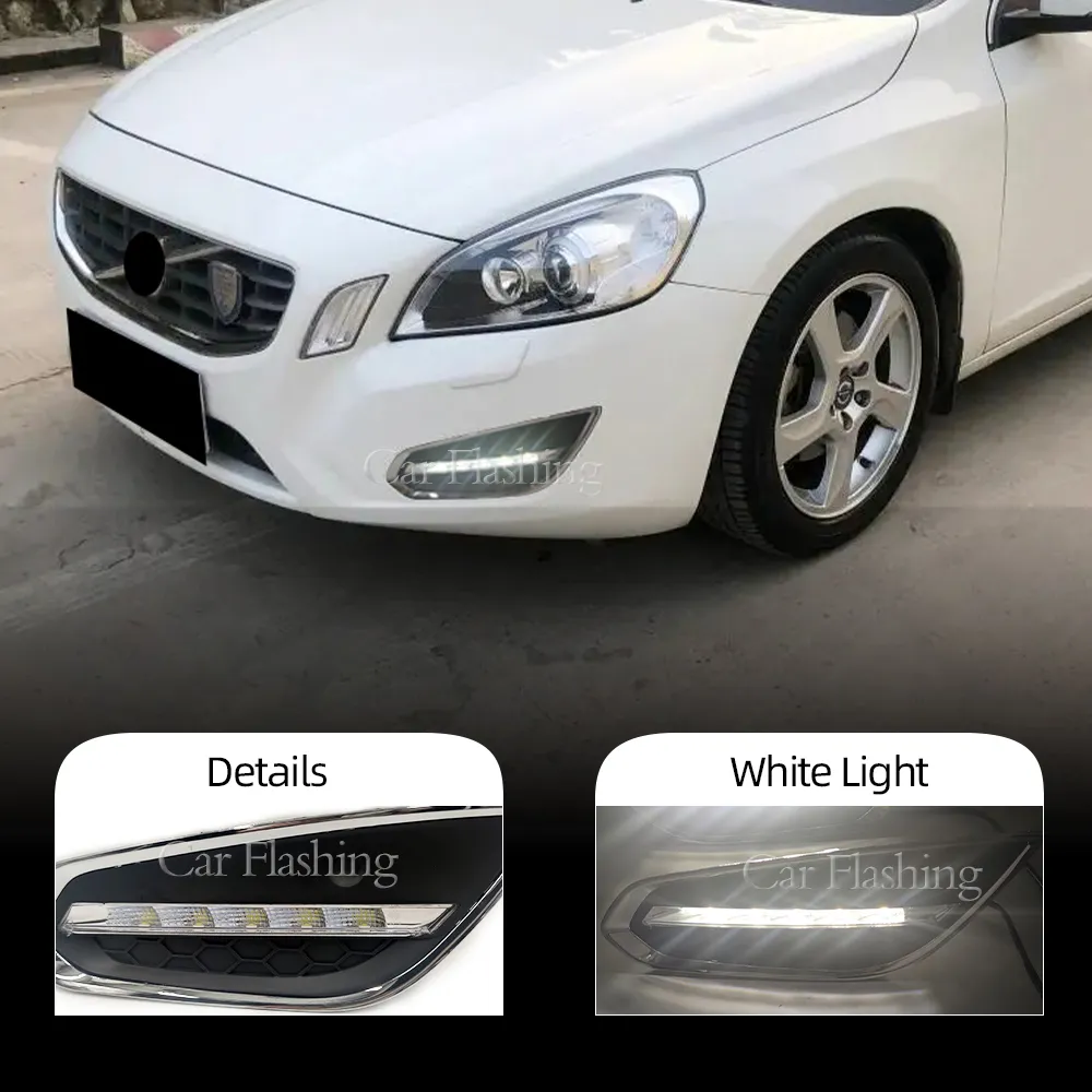 2PCS Light-Off Style Relais Matte ABS Car DRL LED Daytime Running Light Daylight Brouillard lampe Pour Volvo S60 2009 2010 2011 2012 2013