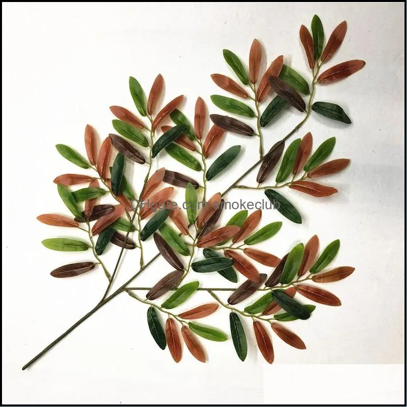 Faux Olive Tree Branch Flower Silk green red Color Leaf Stems for Wedding Home Decorative Artificial Plants