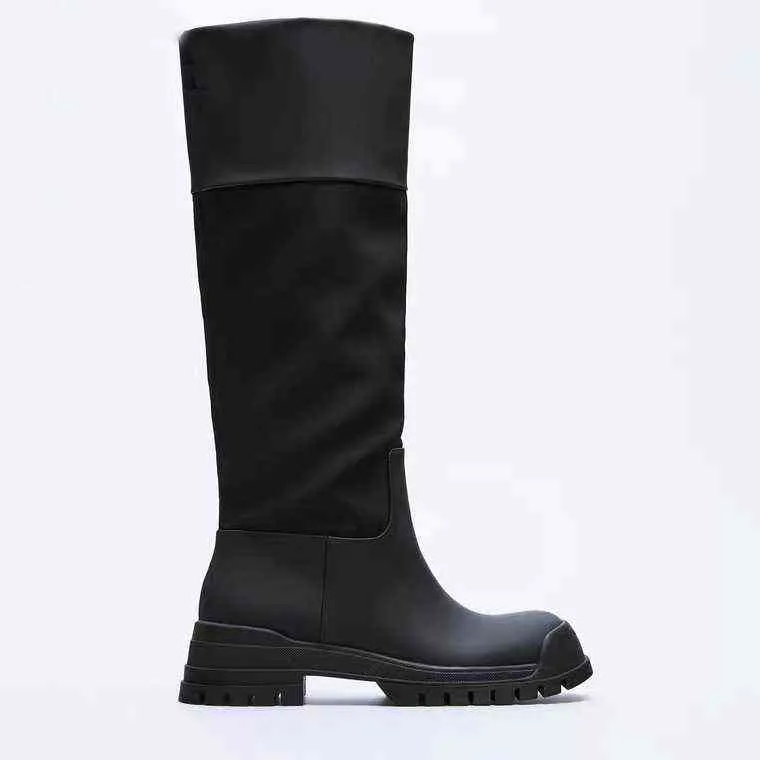 Boot Design Genuine Leather Knee High Female Black Trouer Deep Furrow Fall and Winter Leiure Tall Caniter 221223