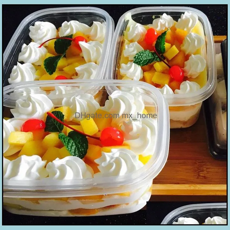 Disposable 709ml Plastic Cake Container 2 Types Color Lid Pattern Layer Cake Bread Box Wholesale