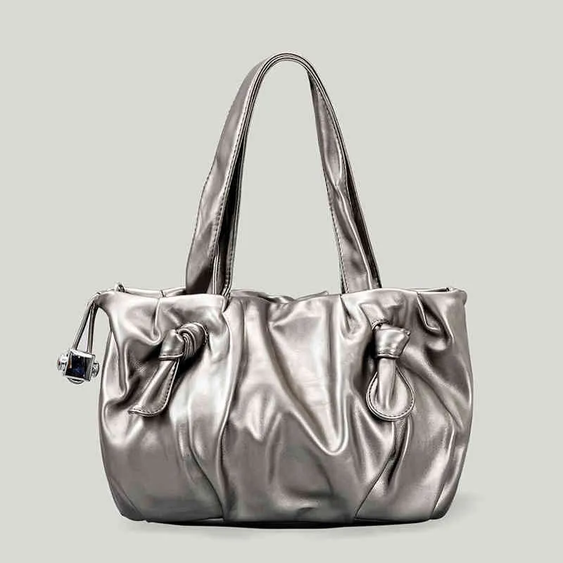 Sacs de soirée Calx ruché mode sac à main pour femmes plissé Vintage grande dame épaule rétro cuir Pu femme marché fourre-tout bandoulière 220407