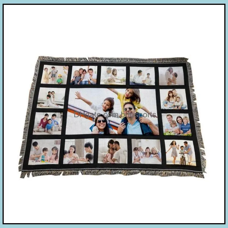 Plaid sublimation blanks Blanket with Tassels 9 15 20 Grids Mat Heat Transfer Printing Sofa Blankets Throw Blankets sublimation bla