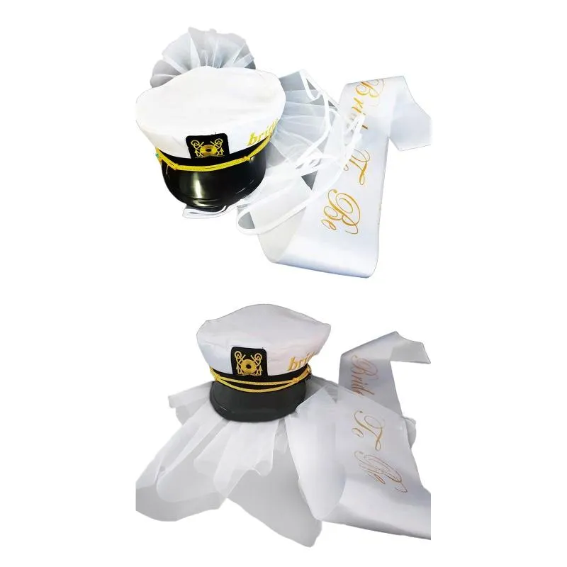 Headpieces Creative Captain Hat With Bride Shoulder Strap Wedding Po Costume Props Summer Outdoor Women Navy Style Capsheadpieces276q