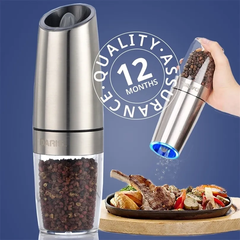 Automatisk saltpeppar Grinder Electric Spice Mill Grinder smaksättning Justerbar grovhet Köksverktyg Slipning för matlagning BBQ 220510