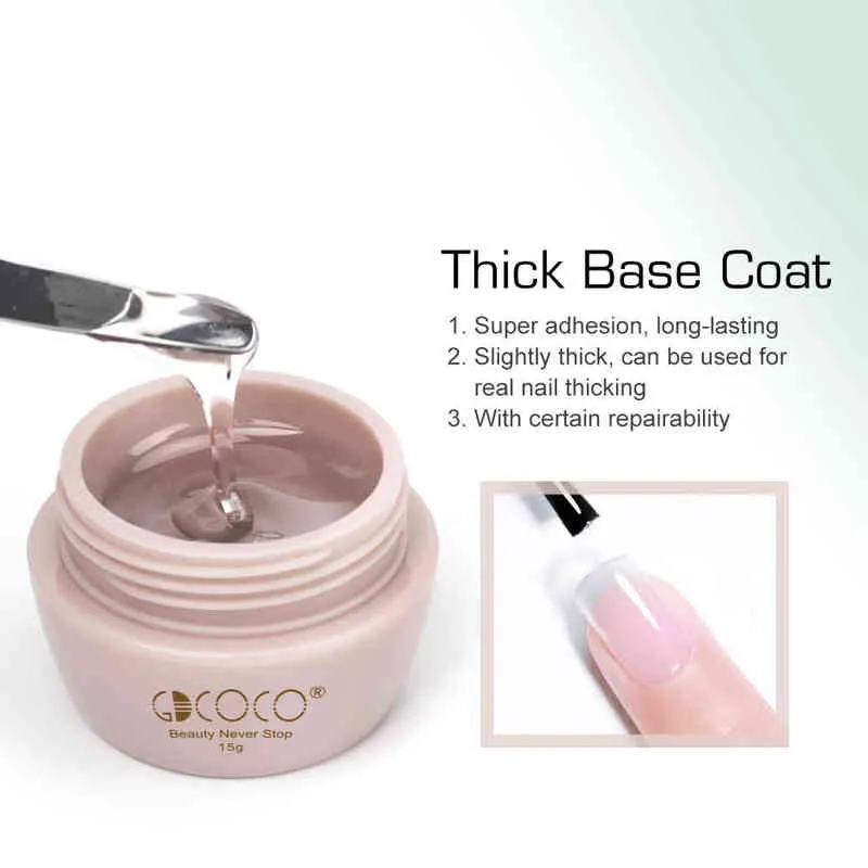 NXY Nail Gel Gdcoco 15g Jar Hard Tempered Top Coat Super Texture Matt Reinforce Thick Base Self Leveling Polish 0328