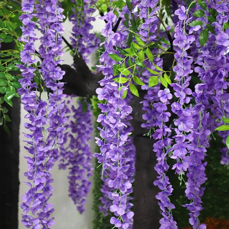 Decorative Flowers & Wreaths Wisteria Decoration Plant Artificial Fake Flower Hanging GarlandDecorative