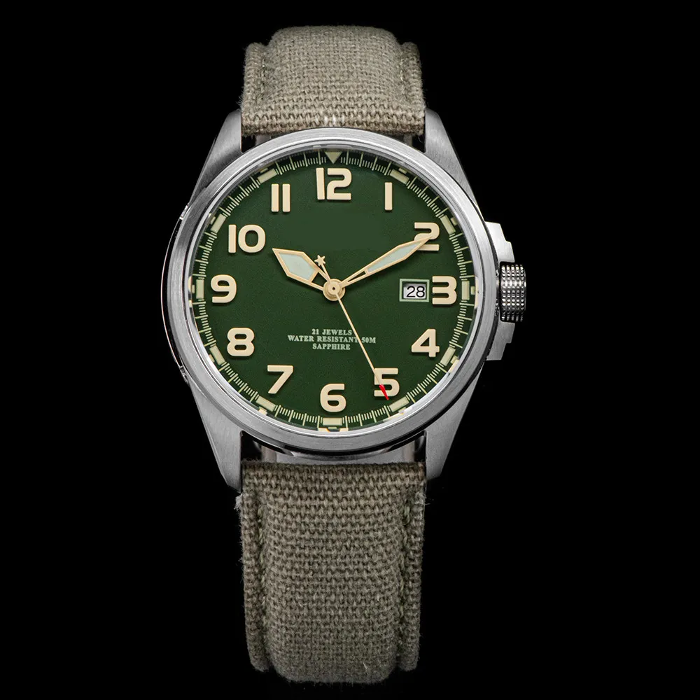 2022 Army Force Watch Men Automatiska mekaniska klockor rörelse Sapphire vattentät armbandsur Big Face 44mm Sapphire Glass