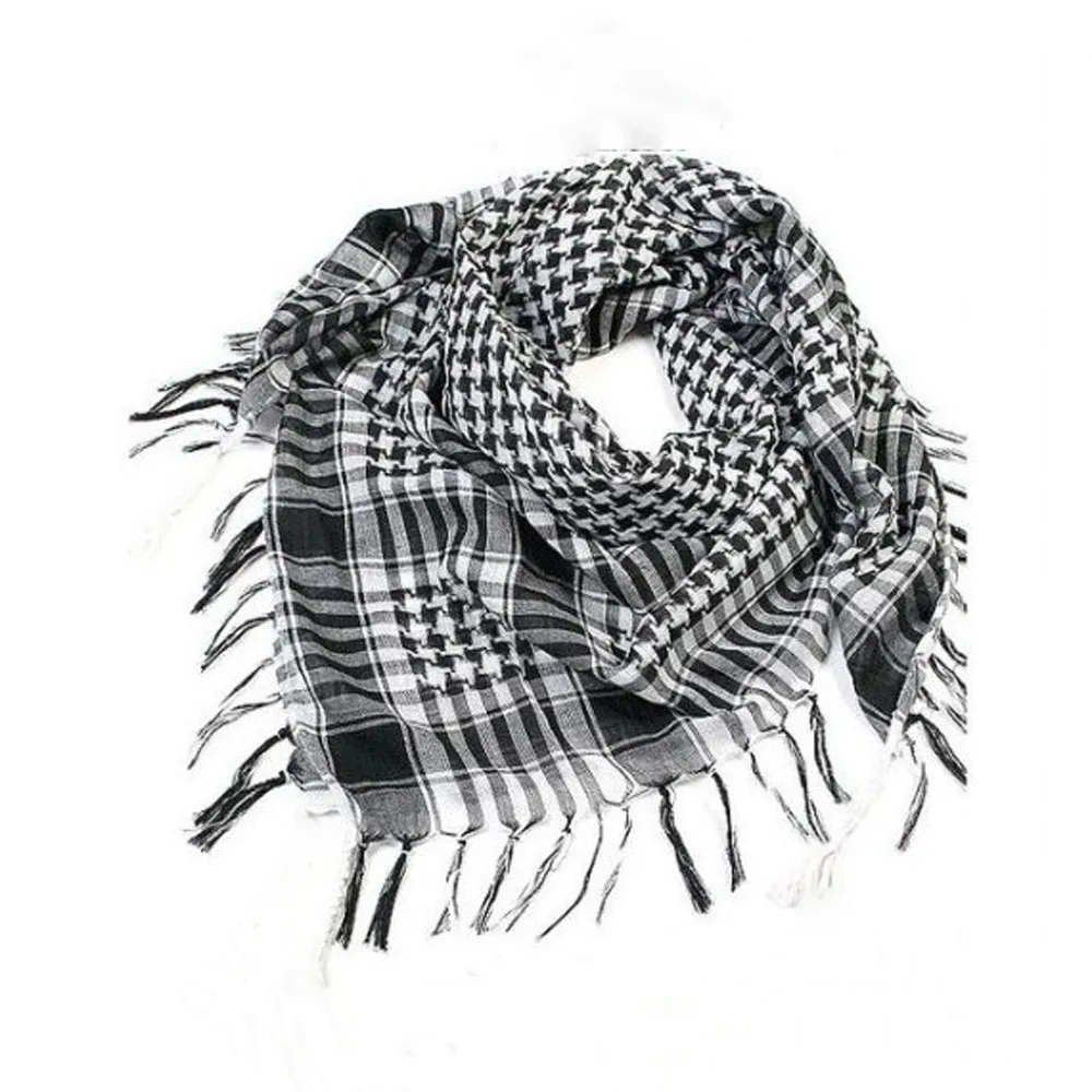 Arafat Arab Scarves Sports Outdoor Arab Shawl Tactical Wraps Keffiyeh Lightweight Military Shemagh Palestine Unisex Tassels Soft Stripe Scarf Square 95CM B49