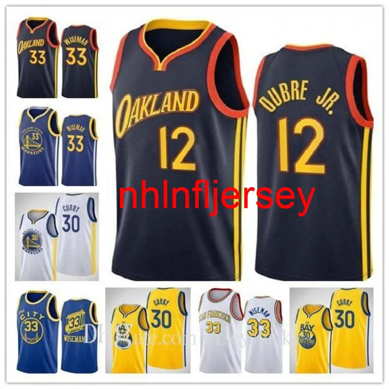 Men Women Kids Youth Basketball Kelly 12 Oubre Jr. James 33 Wiseman Stephen 30 Curry Jersey City Navy Black Yellow Blue White Size S-5XL