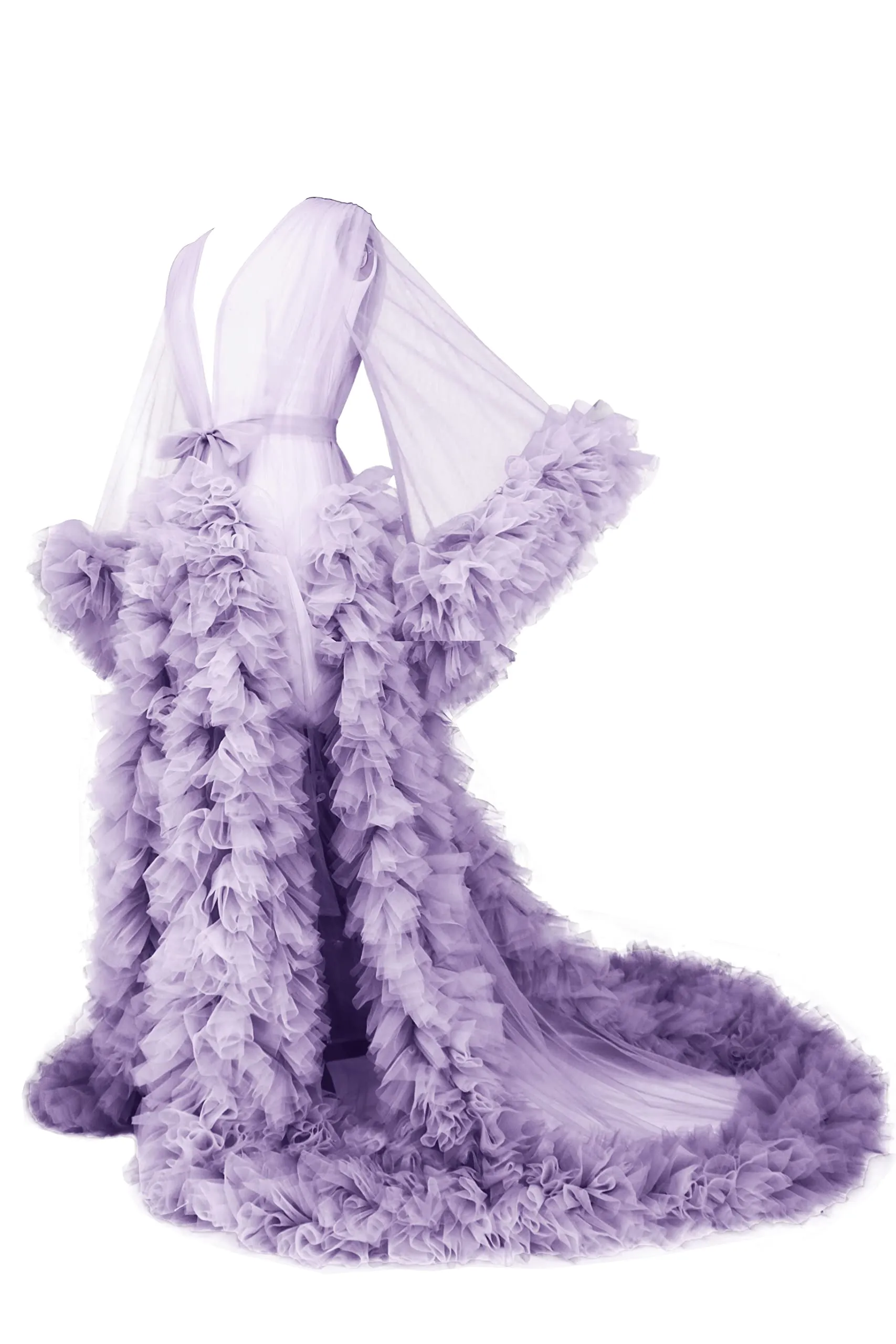 Lilac Maternity Prom Dresses Sheer TuLle Photo Robe sexy fotoshoot jurk op maat gemaakte lange pure gezwollen feestjurken