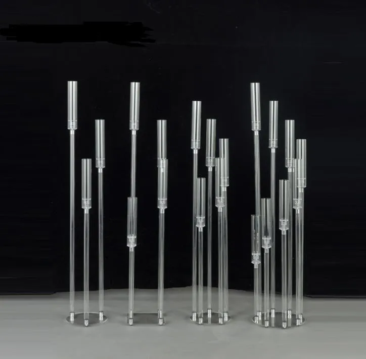 Candle Holders Crystal Candlestick 3458 Heads Wedding Table Center Flower Stand Transparent Acrylic Holder Party Road Lead SN6405