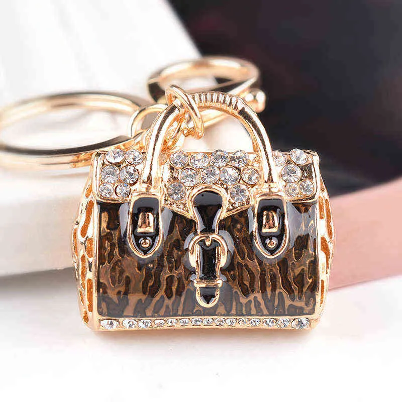 Lovely Lady Women Handbag KeyChain Golden Bag Mönster Fashion Charming Purse Keyring Pendant Jewel Gift AA220318