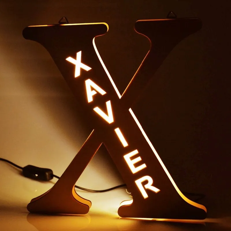 Personalized LED Name Sign Night Light Custom Wooden Lamp For Couples ...